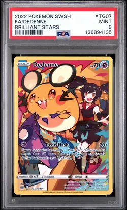 2022 POKEMON SWORD & SHIELD BRILLIANT STARS #TG07 FULL ART/DEDENNE PSA 9 - Image 1