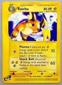 Pokemon Raichu #61/165 Non-Holo Rare - 2002 Expedition Base Set - NM to Mint! - Image 1