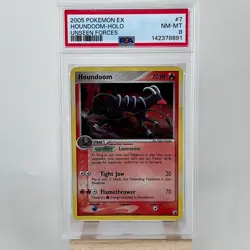 2005 POKEMON EX UNSEEN FORCES #7 HOUNDOOM-HOLO PSA 8 - Image 1