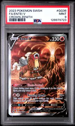 2023 POKEMON SWORD & SHIELD CROWN ZENITH #GG36 FULL ART/ENTEI V PSA 9 - Image 1