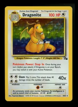 #5 Dragonite 4/62 Fossil 1999 Holo Rare WOTC Pokemon Card TCG - Image 1