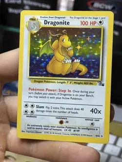 #5 Dragonite 4/62 Fossil 1999 Holo Rare WOTC Pokemon Card TCG - Image 3