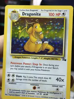 #5 Dragonite 4/62 Fossil 1999 Holo Rare WOTC Pokemon Card TCG - Image 5