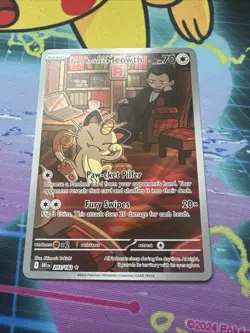 Pokemon Team Rockets Meowth Illustration Rare Card 203/182 Destined Rivals - Image 2
