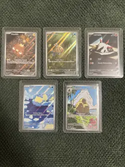 Pokemon TCG SV: Surging Sparks 5 card lot, IR, NM - Image 1