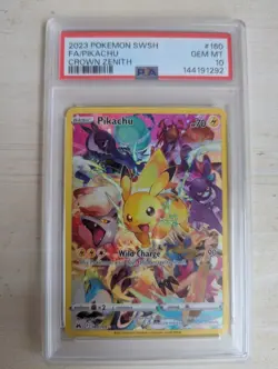 Pokemon Pikachu TCG Crown Zenith Holo Full Art Secret Rare Card PSA 10, 160/159 - Image 1