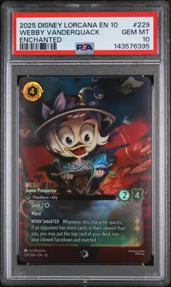 Webby Vanderquack Disney Lorcana En 10-Whispers In The Well Enchanted PSA 10 - Image 1