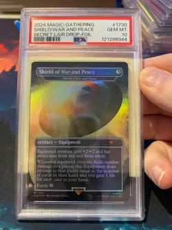 MTG Secret Lair Shield of War and Peace Borderless Foil PSA 10 - Image 1