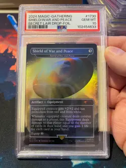MTG Secret Lair Shield of War and Peace Borderless Foil PSA 10 - Image 2