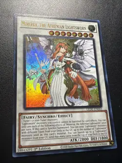 Yugioh Minerva, the Athenian Lightsworn LEDE-EN043 Ultra Rare 1st Ed NM Holo - Image 1