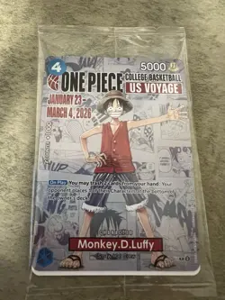 One Piece Monkey D. Luffy US Voyage College Basketball Promo Card Sealed - Image 1