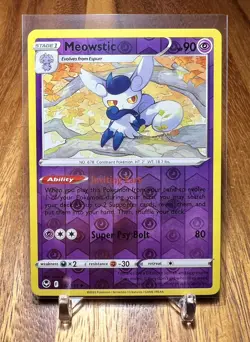 Meowstic 082/195 Reverse Holo Silver Tempest Pokemon Card NM - Image 1