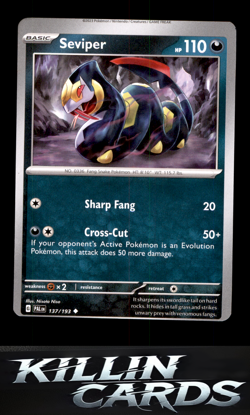 MISSCUT ERROR Seviper 137/193 Uncommon SV02: Paldea Evolved Pokemon Card NM - Image 1