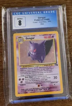 CGC 8 Gengar 1999 Fossil 5/62 Holo Pokemon Card - Image 1