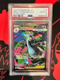 2025 POKEMON PFL EN-PHANTASMAL FLAMES ULTRA RARE #109 MEGA CHARIZARD X EX PSA 10 - Image 1
