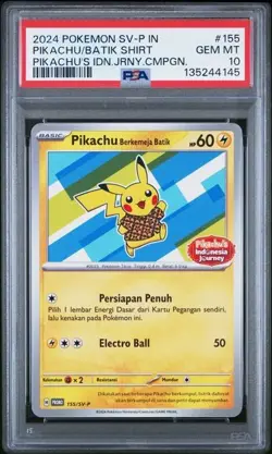Pokemon Pikachu 155/SV-P Berkemeja Batik Shirt Promo Indonesian PSA 10 - Image 1