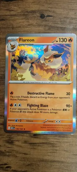 Flareon - Pokemon TCG - LP - Rare Holographic - 151 - Free UK P&P - Image 1