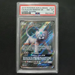 2019 Pokemon: ALOLAN PERSIAN GX 219/236 [Cosmic Eclipse] Full Art - NM/MT PSA 8 - Image 1