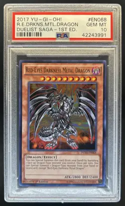 2017 Yu-Gi-Oh Duelist Saga 1st Red-Eyes Darkness Metal Dragon #DUSA-EN068 PSA 10 - Image 1