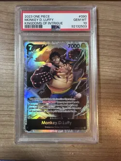 Monkey D. Luffy 2023 One Piece Kingdoms of Intrigue -SR- #090 PSA 10 - Image 1