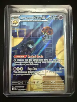Team Rocket's Orbeetle #198/182 Destined Rivals SV10 Full Art Holo Pokemon NM - Image 5