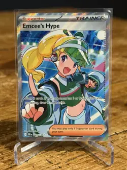 Pokemon TCG Emcee's Hype Sv10: Destined Rivals Ultra Rare Holo Trainer 220/182 - Image 1