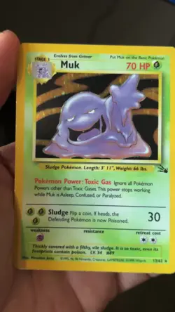 Pokemon Muk TCG Fossil Card 13/62 Holo Unlimited Rare - Image 2