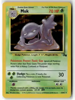 Muk ⭐ 13/62 Holo Rare Fossil 1999 Pokemon LP - Image 1