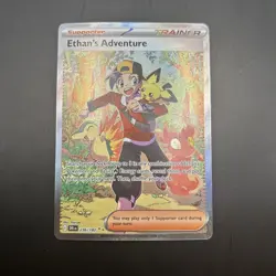 Pokemon TCG Destined Rivals Ethan's Adventure Full Art Trainer Card 236/182 - Image 1