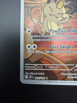 2025 Pokemon Destined Rivals Team Rocket's Meowth #203/182 - Image 5