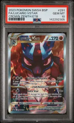 Lucario VSTAR SWSH291 PSA 10 PROMO BLACK STAR Crown Zenith ETB Pokemon FULL ART - Image 2