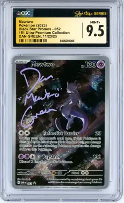 CGC MINT+ 9.5 Signed Dan Green Pokemon Mewtwo 052 Scarlet & Violet Promo Holo - Image 1