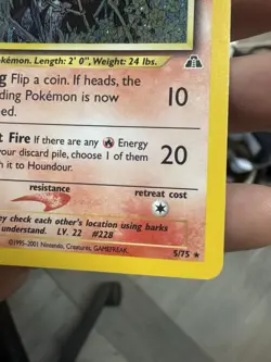 Pokemon Houndour Neo Discovery 1st Edition Holo Rare #5 - Image 3