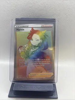 2020 Pokemon Sword & Shield Base Marnie #208 SECRET RAINBOW RARE FULL ART - Image 1