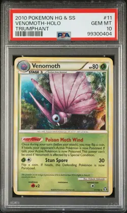 POP 24! 2010 POKEMON HEARTGOLD SOULSILVER TRIUMPHANT VENOMOTH 11/102 HOLO PSA 10 - Image 2