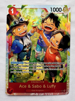 Ace & Sabo & Luffy OP13-007 SR Carrying On His Will One Piece NM- Grade Ready - Image 1