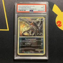 PSA 9 Houndoom 5/90 -Crosshatch Promo Pokemon Card- Pokemon League (2c) - Image 1