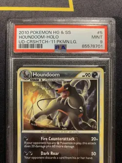 PSA 9 Houndoom 5/90 -Crosshatch Promo Pokemon Card- Pokemon League (2c) - Image 3