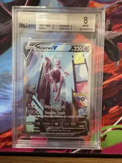 Pokemon Mewtwo V Ultra Rare Holo Beckett 8 Pokemon GO 072/078 Graded Card - Image 1