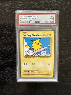 2016 Pokemon XY Evolutions Surfing Pikachu 111/108 - Secret Rare PSA 9 Mint #111 - Image 1