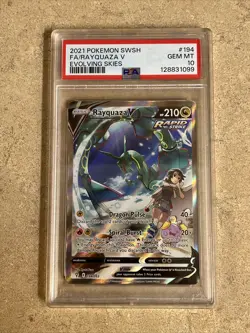 2021 POKEMON SWORD & SHIELD EVOLVING SKIES #194 FULL ART/RAYQUAZA V PSA 10 - Image 1