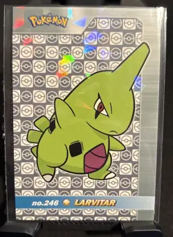 Rare Pokemon Shiny Full Art #246 Larvitar Low Pop Cracked Ice Holo Card ⭐ - Image 1
