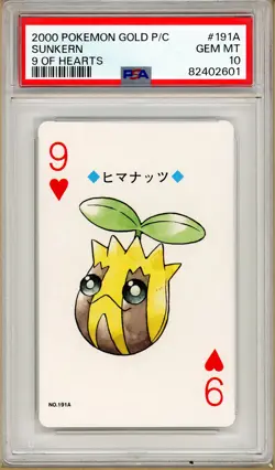Pokemon - Sunkern 9 of Hearts, Gold Ho-oh Back Poker Deck #191A PSA 10 - Image 1