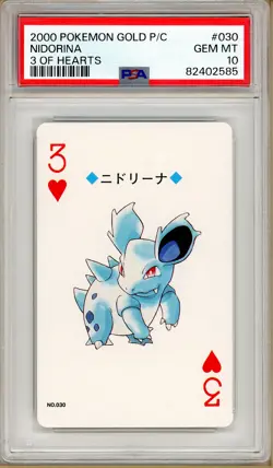 Pokemon - Nidorina 3 of Hearts, Gold Ho-oh Back Poker Deck #30 PSA 10 - Image 1