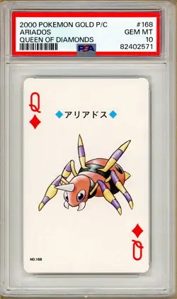 Pokemon - Ariados Queen of Diamonds, Gold Ho-oh Back Poker Deck #168 PSA 10 - Image 1
