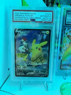 2022 Pokemon SWSH Veronica Taylor Pikachu V Lost Original PSA/DNA Auto 10 - Image 1