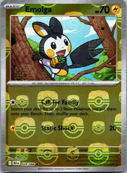 ENGLISH Emolga (Master Ball) Reverse 029/086 Black Bolt Pokemon - Image 1