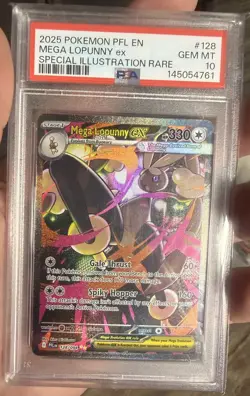 2025 POKEMON PFL SPECIAL ILLUSTRATION RARE #128 MEGA LOPUNNY EX PSA 10 - Image 1