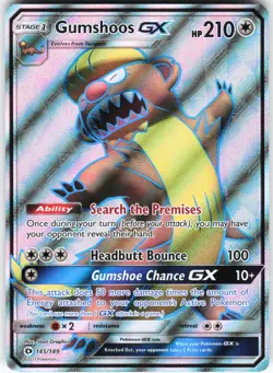 Gumshoos GX (Full Art) 145/149 Pokemon SM Base Set Holo Ultra Rare NM - Image 1