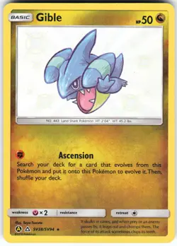 Gible SV38/SV94 Pokemon Hidden Fates: Shiny Vault Holo Shiny Holo Rare NM - Image 1